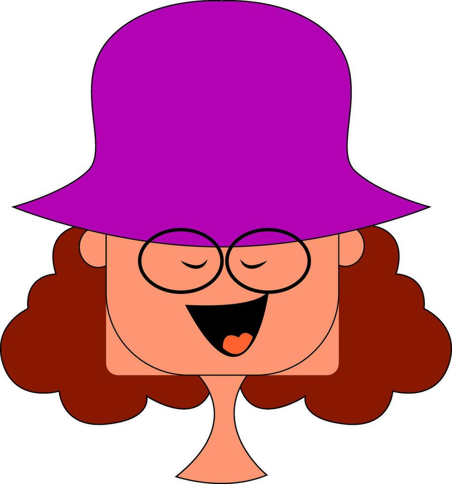 tecknad serie mager flicka i en lila sommar hatt vektor eller Färg illustration