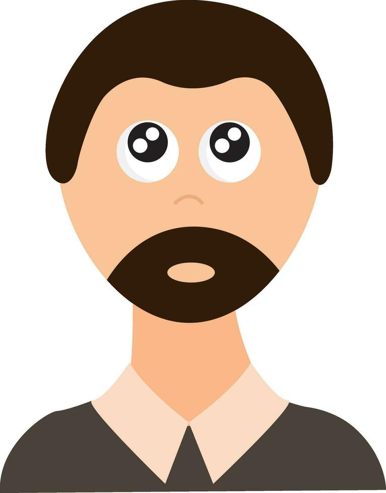 Clip Art von ein Mann mit braun Haar und ein gepflegt stilvoll Bart Vektor oder Farbe Illustration