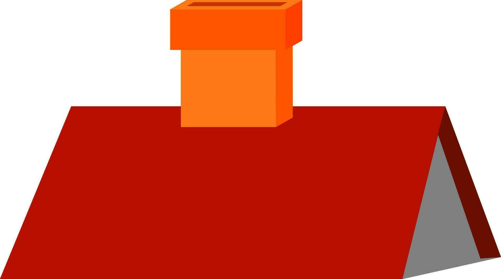 Clip Art von ein rot gefärbt dreieckig Dach mit ein Kamin Vektor oder Farbe Illustration
