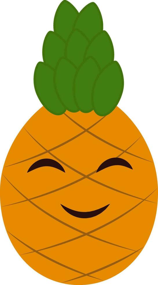 emoji tecknad serie leende ananas vektor eller Färg illustration
