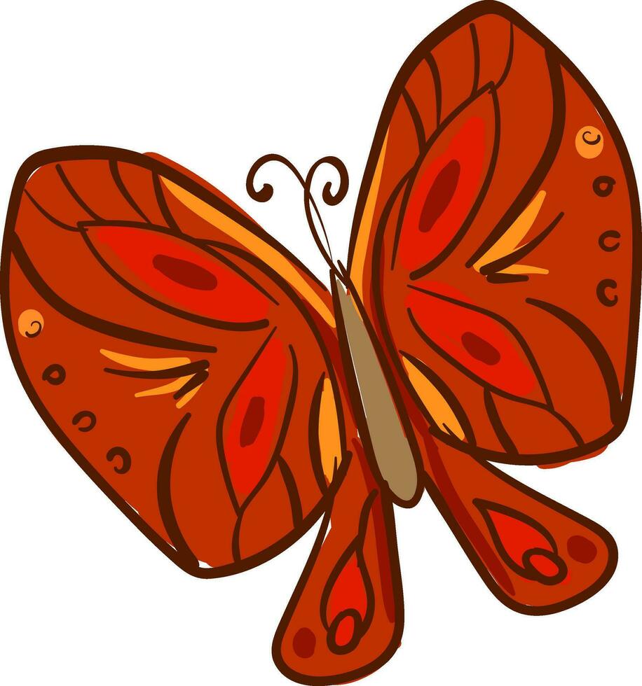ClipArt av en rödfärgad fjäril vektor eller Färg illustration