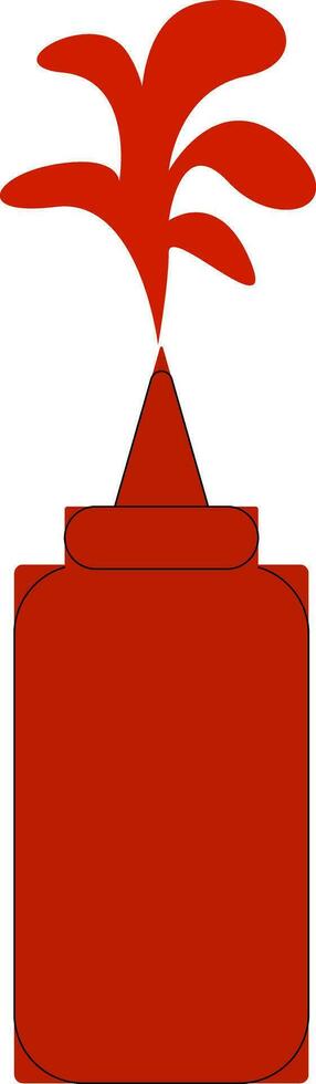 tecknad serie ketchup flaska stänk röd sås över vit bakgrund vektor eller Färg illustration