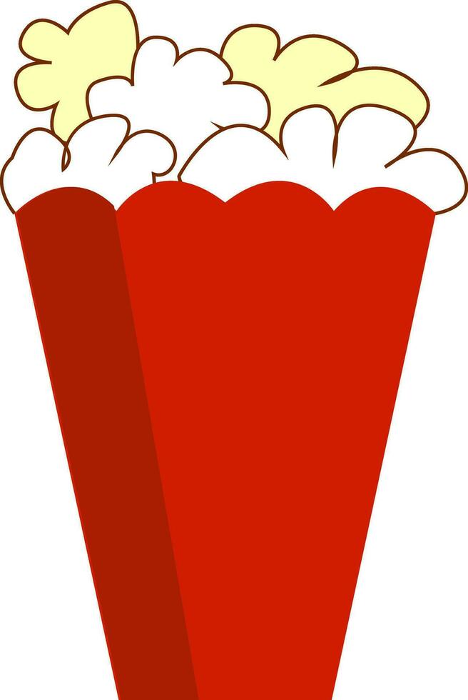 Zeichnung von lecker Popcorn im ein rot Papier Box Über Weiß Hintergrund Vektor oder Farbe Illustration