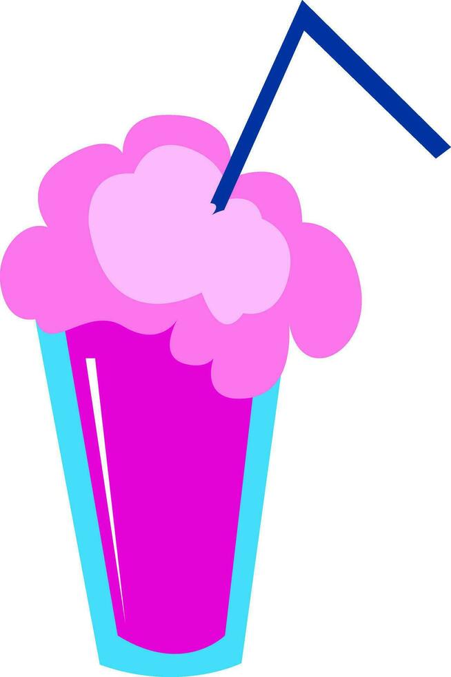 juice i en disponibel plast rosa fest kopp med en blå sugrör vektor eller Färg illustration