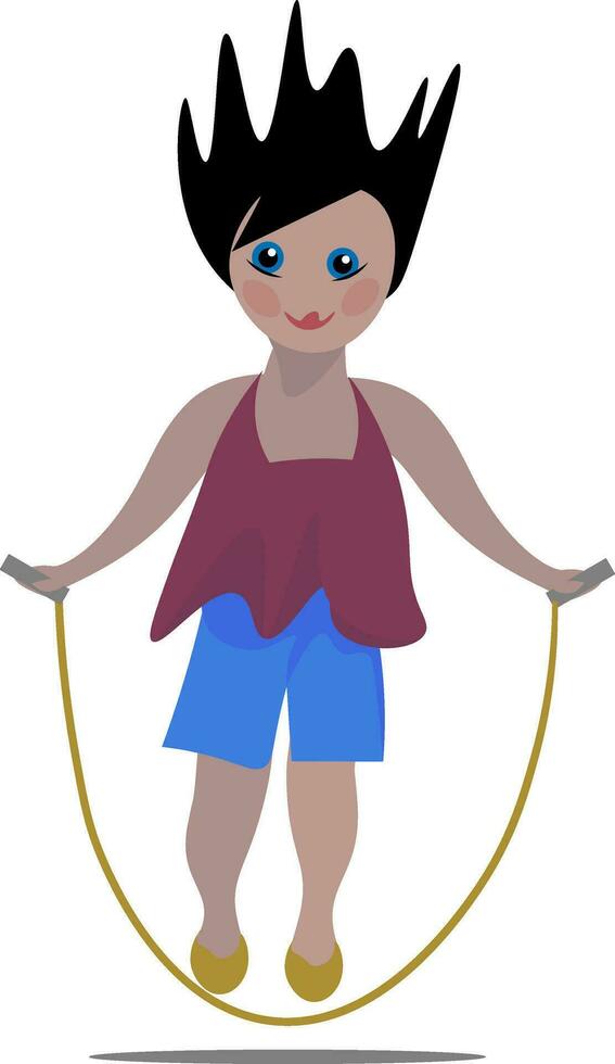 ClipArt av en små flicka spelar i en Hoppar rep vektor eller Färg illustration