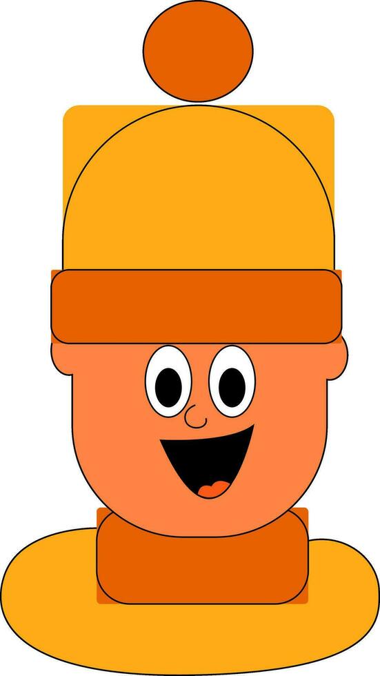 Karikatur Junge im ein groß Orange Hut Vektor oder Farbe Illustration