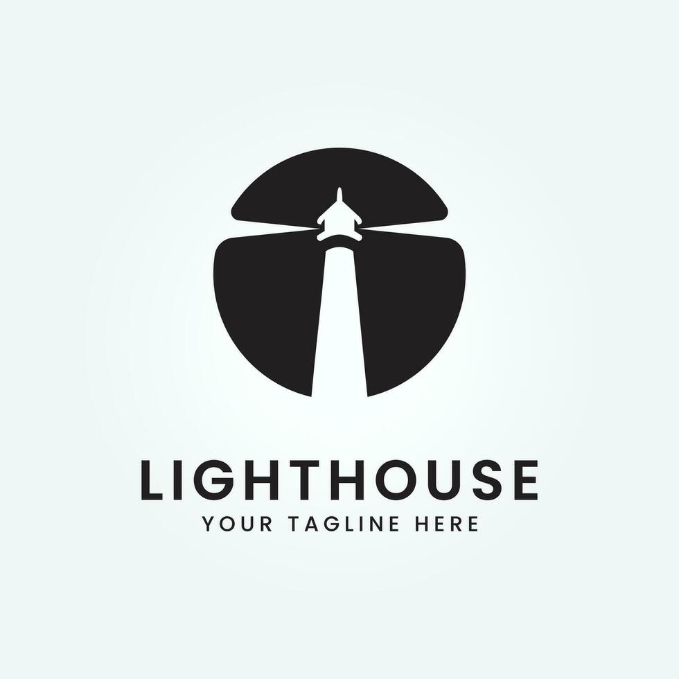Leuchtturm mit Stahl Symbol Logo Symbol schwarz Jahrgang Vektor Illustration Vorlage Hintergrund Design