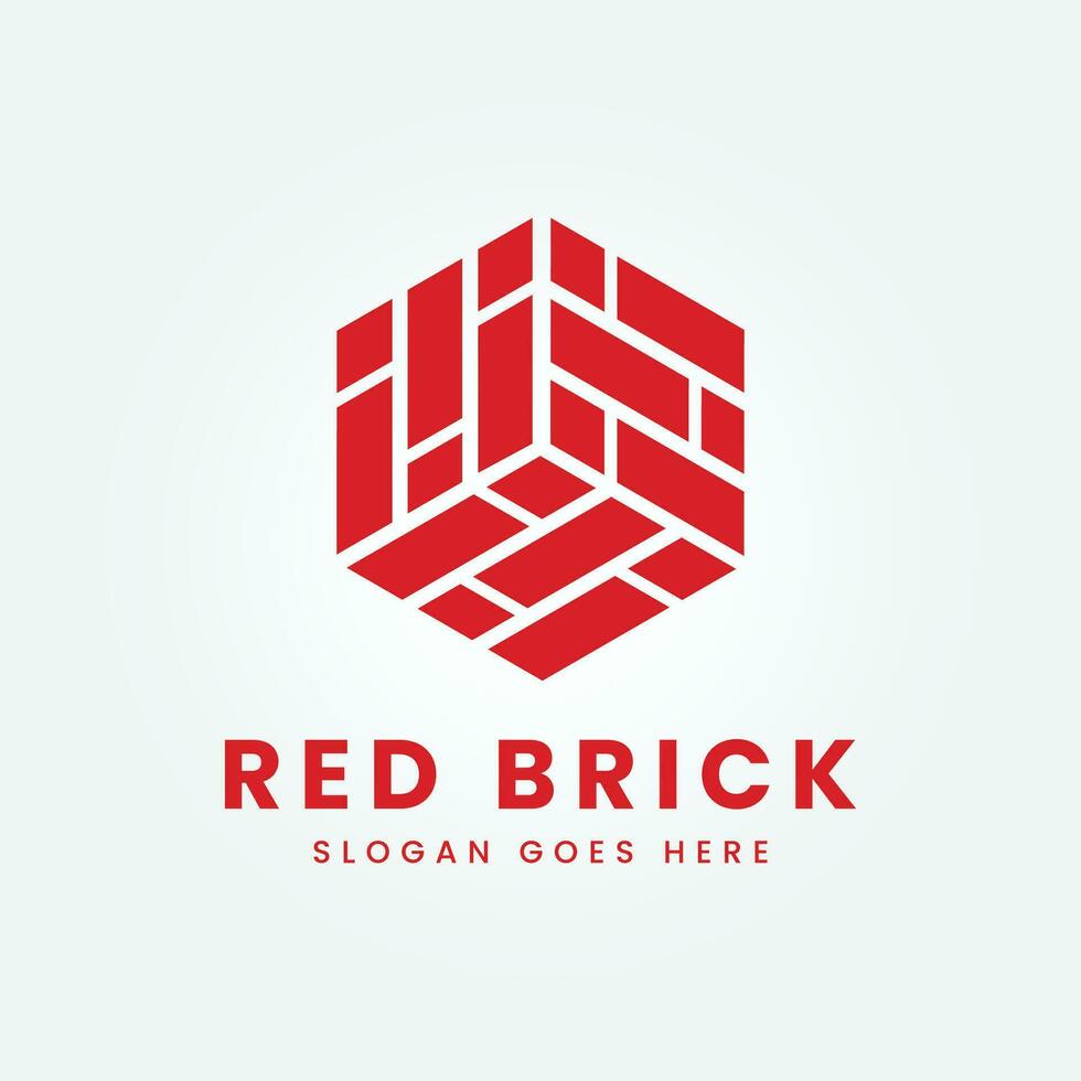 rot Ziegel, Stapel und Stapel Balance Ziegel mit Polygon Logo Vektor Illustration Design Vorlage Produkt
