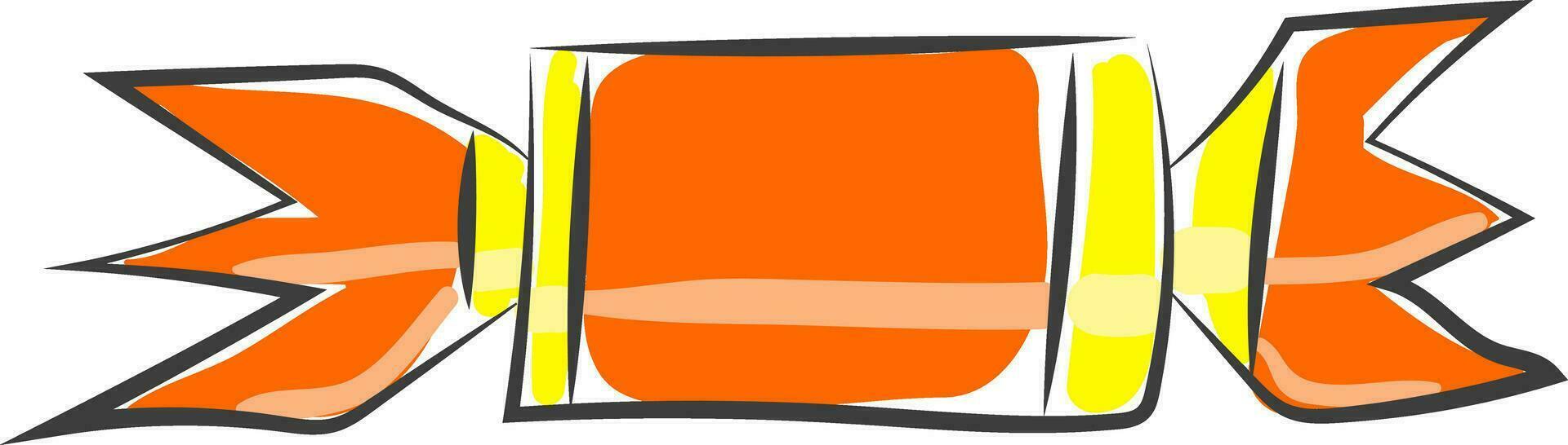 Gemälde von ein Süßigkeiten eingewickelt mit Orange und Gelb dekorativ Papier Vektor oder Farbe Illustration