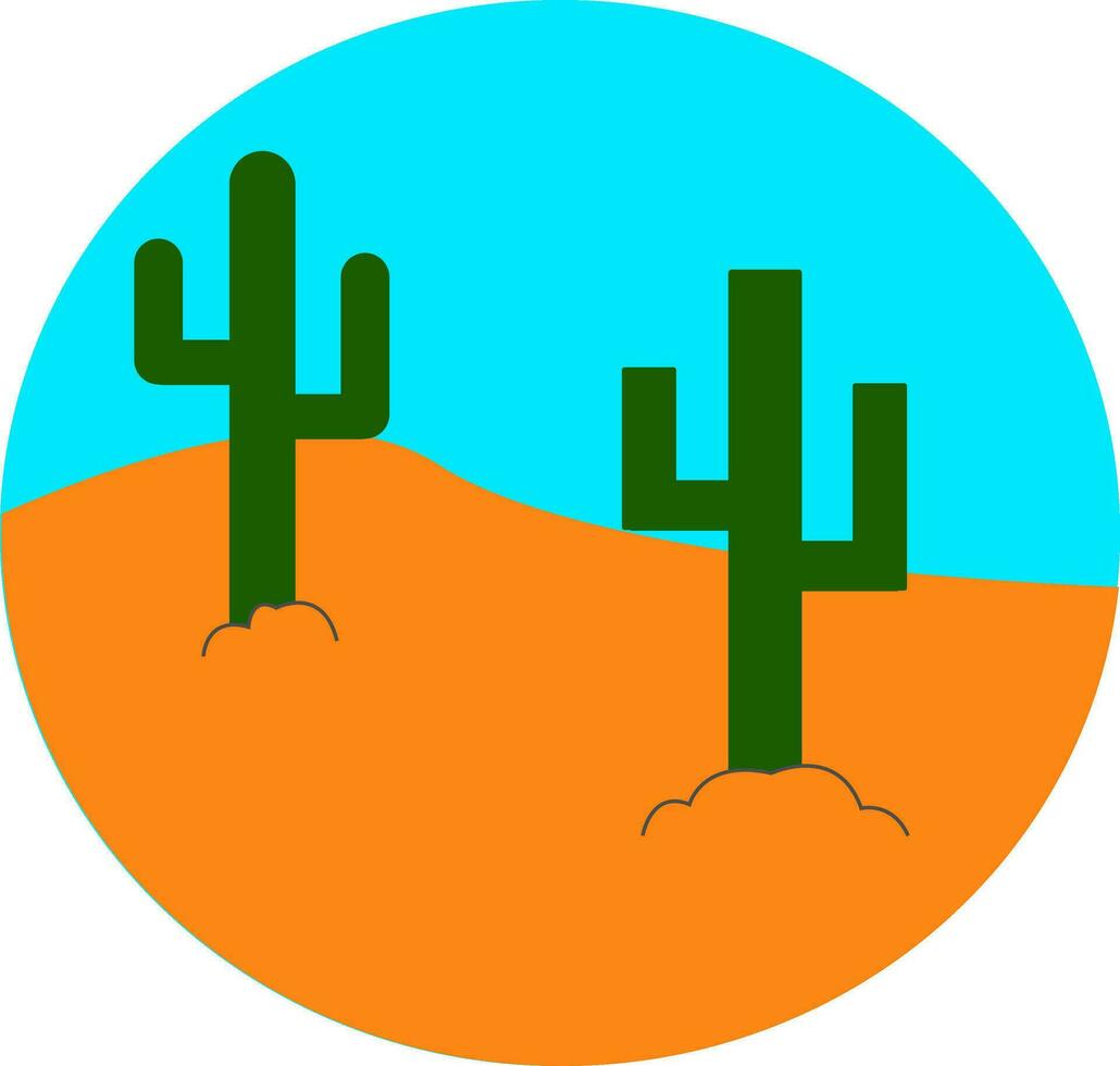 de landskap av en öken- med två kaktus växter vektor eller Färg illustration