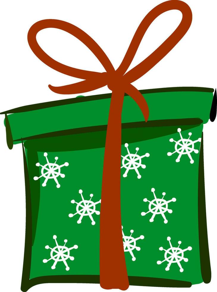 Gemälde von ein Weihnachten Grün Geschenk Box Vektor oder Farbe Illustration