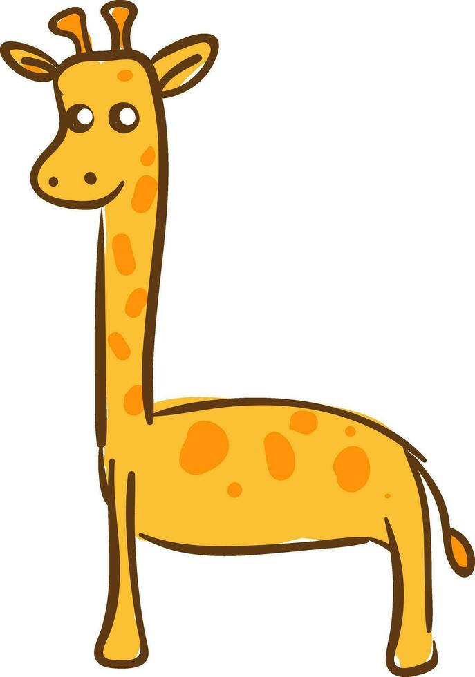 teckning av en söt brun giraff uppsättning på isolerat vit bakgrund tittade från de sida vektor eller Färg illustration