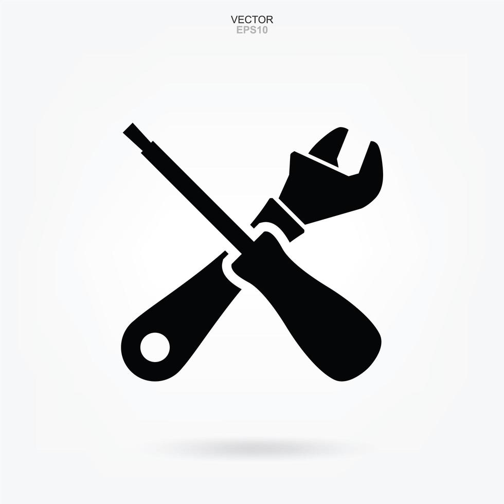 Handwerker-Tool-Symbol. Schraubenschlüssel und Schraubendreher Zeichen und Symbol. Vektor. vektor