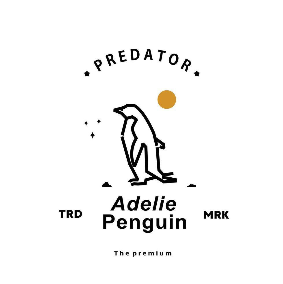 Jahrgang retro Hipster Adelie Pinguin Logo Vektor Gliederung Monoline Kunst Symbol