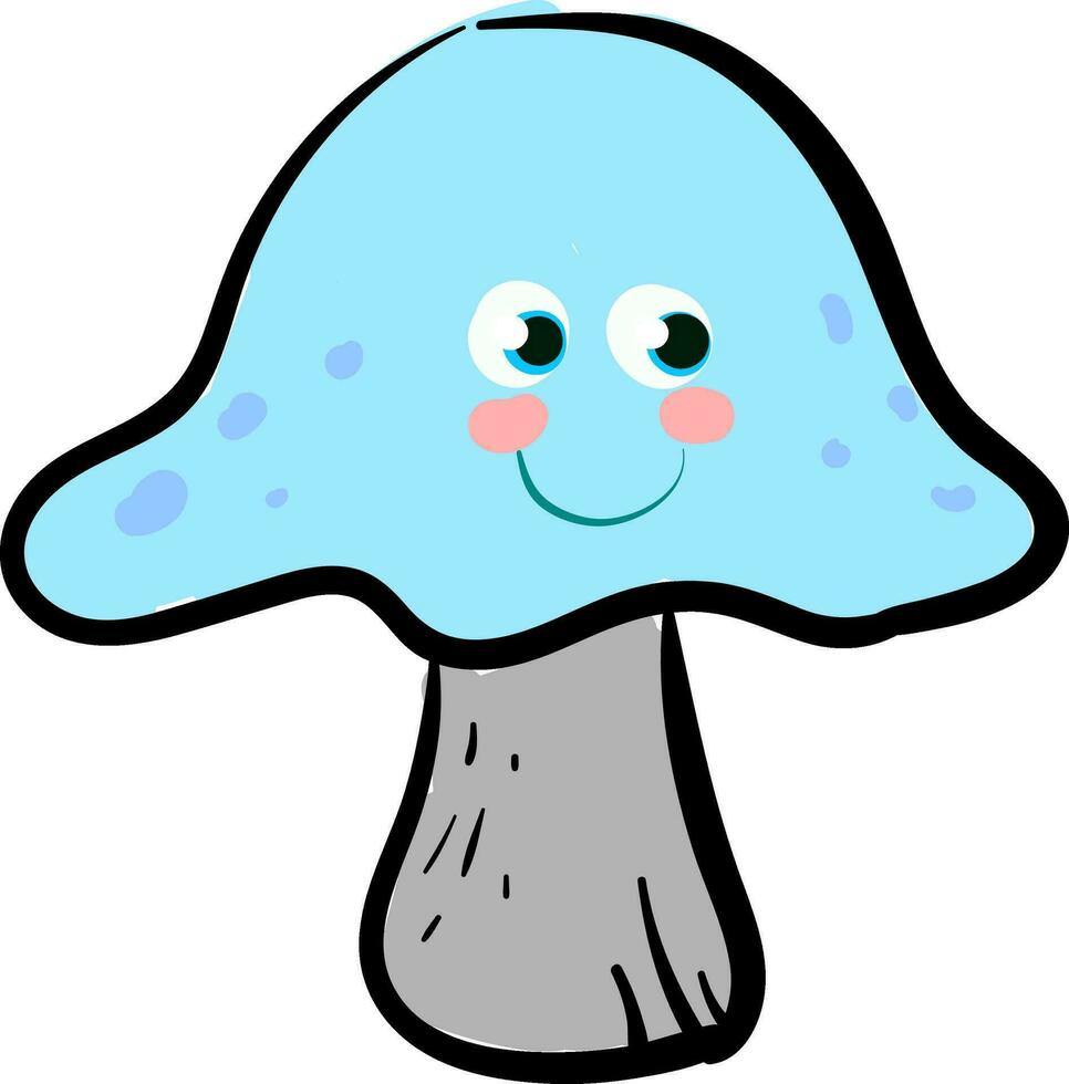 Clip Art von ein glücklich blau gefärbt Pilz Vektor oder Farbe Illustration