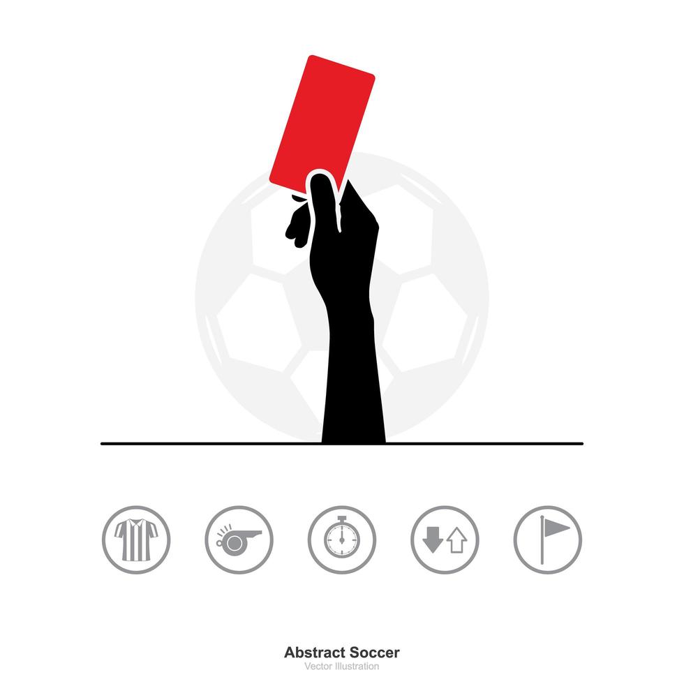 Hand mit rotem Kartensymbol auf weißem Hintergrund. abstraktes Zeichen und Symbol für Fußballsport. Vektor. vektor