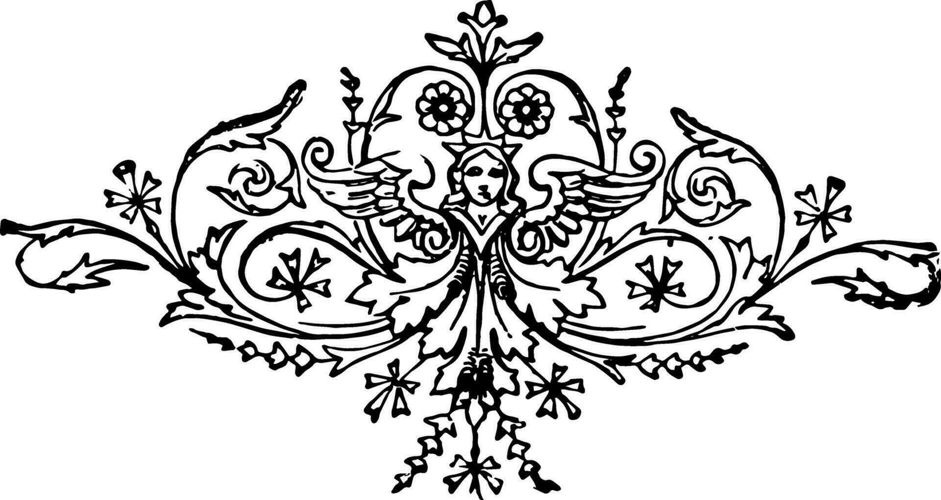 Teiler mit Engel sind dekoriert mit Blumen- Vereinbarungen im diese Bild Jahrgang Gravur. vektor