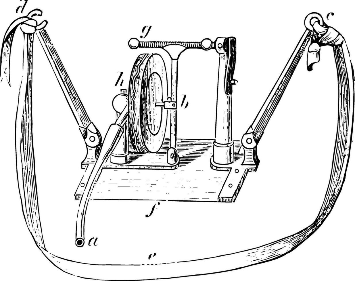 stetograf eller pneumograf årgång illustration. vektor