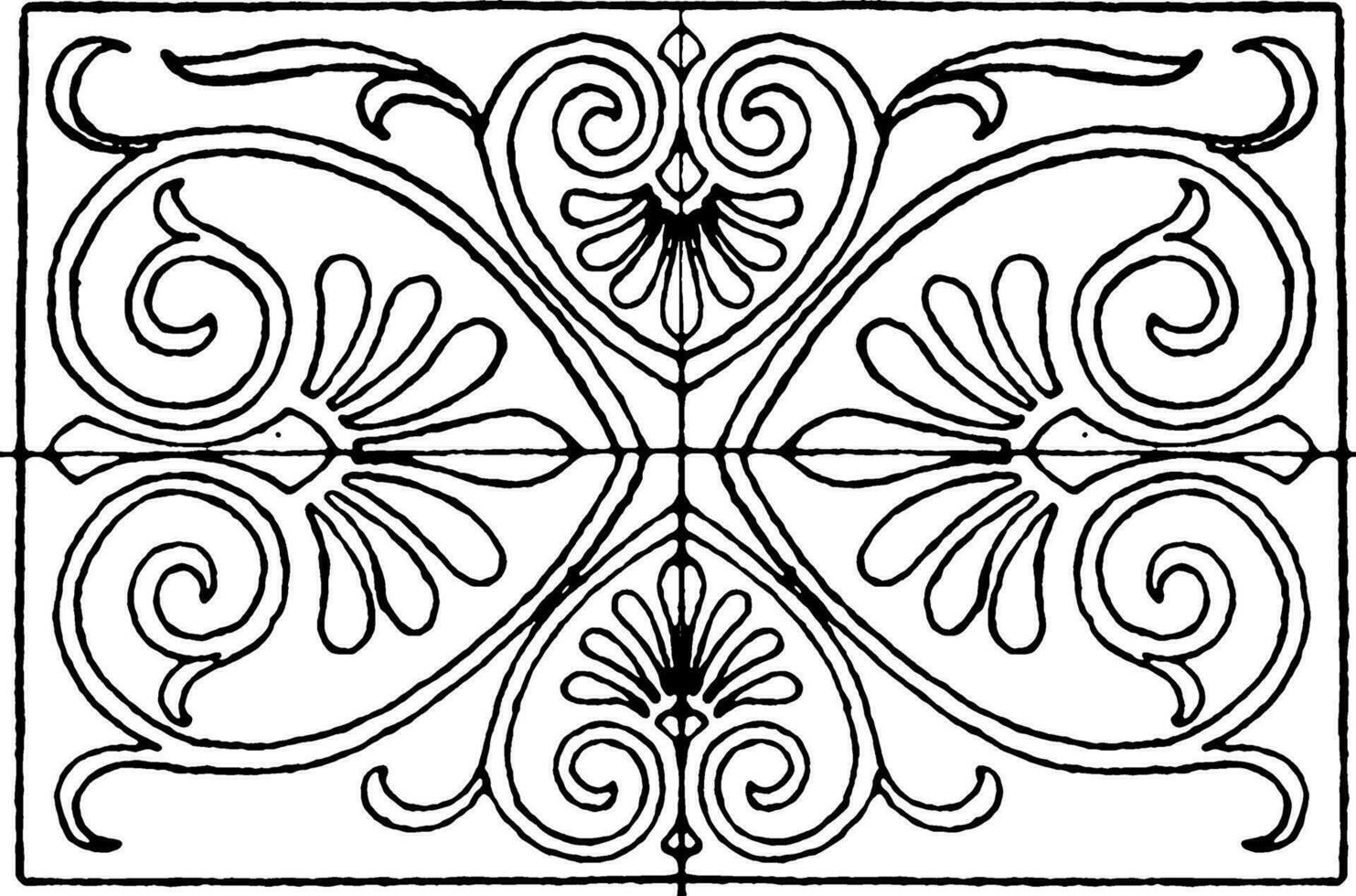 grekisk avlång panel har en sträng palmett dekoration, årgång gravyr. vektor
