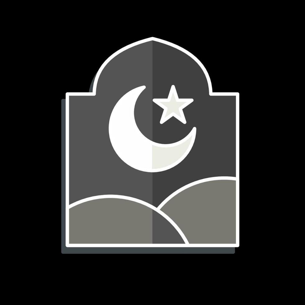 Symbol Fenster. verbunden zu Ramadan Symbol. glänzend Stil. einfach Design editierbar. einfach Illustration vektor