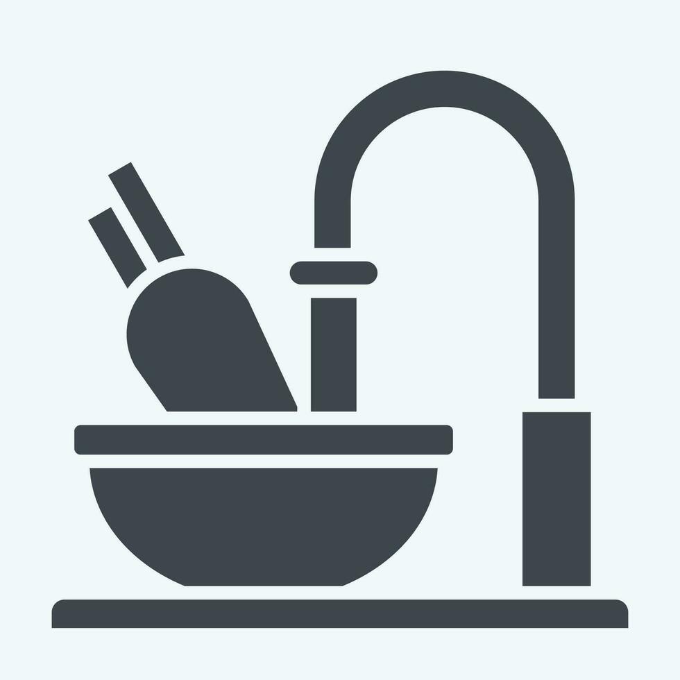 Symbol Reinigung. verbunden zu Kochen Symbol. Glyphe Stil. einfach Design editierbar. einfach Illustration vektor