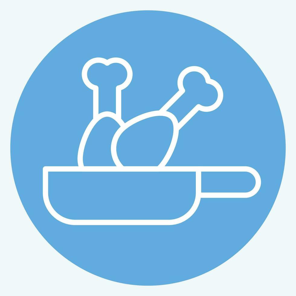 Symbol gebraten. verbunden zu Kochen Symbol. Blau Augen Stil. einfach Design editierbar. einfach Illustration vektor