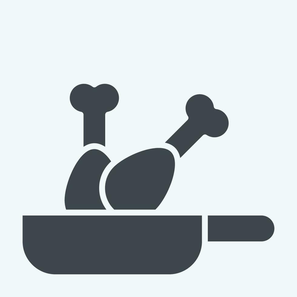 ikon friterad. relaterad till matlagning symbol. glyf stil. enkel design redigerbar. enkel illustration vektor