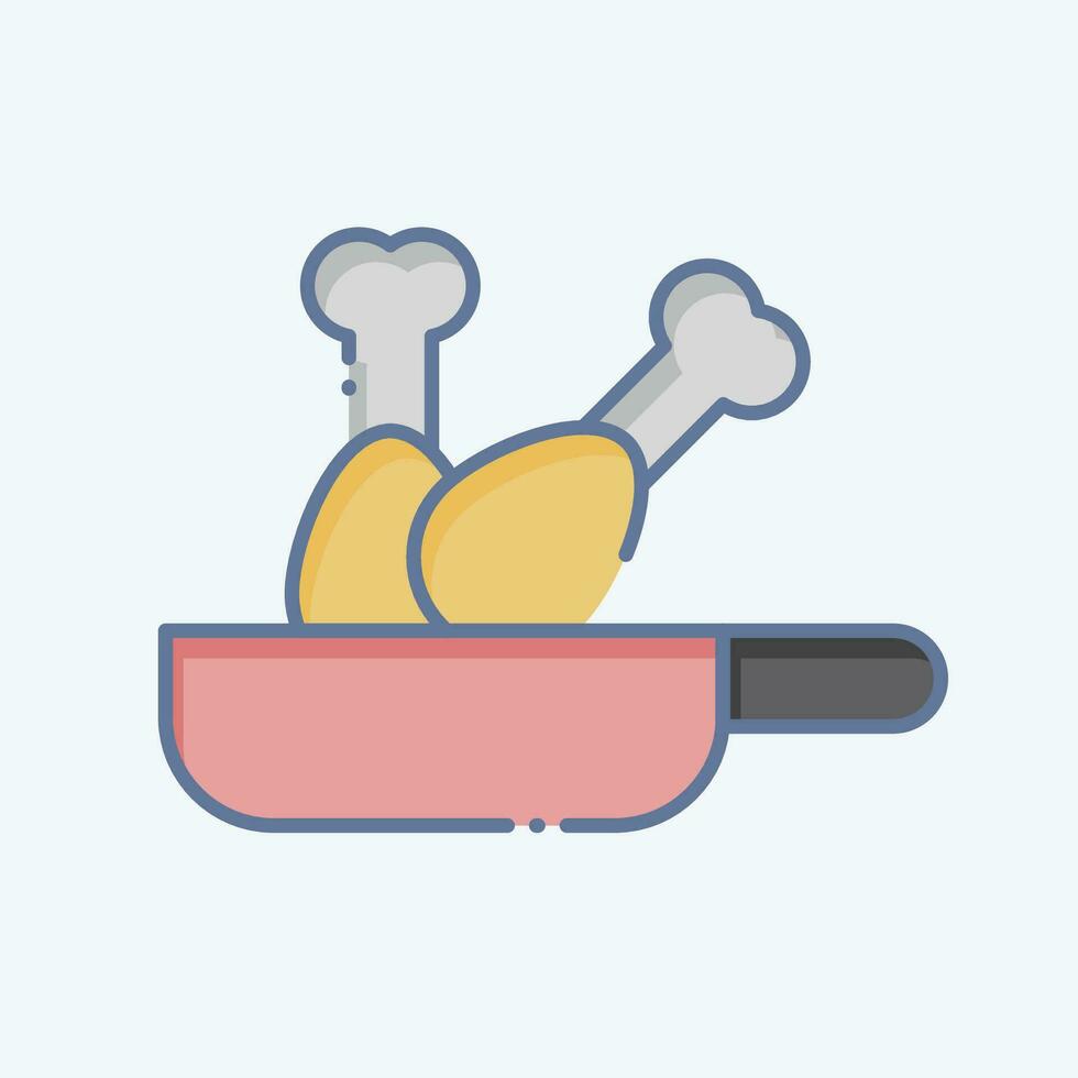 ikon friterad. relaterad till matlagning symbol. klotter stil. enkel design redigerbar. enkel illustration vektor