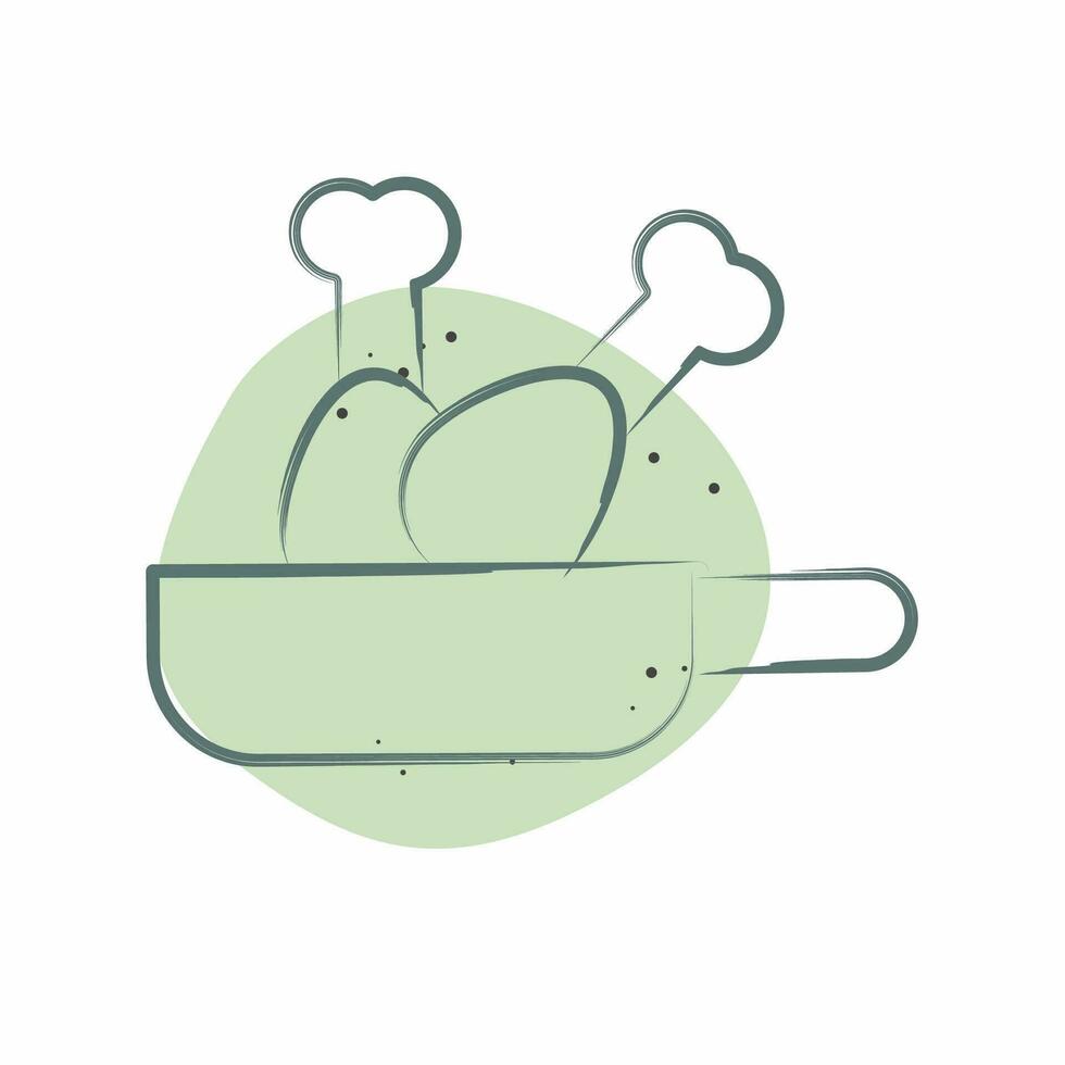 ikon friterad. relaterad till matlagning symbol. Färg fläck stil. enkel design redigerbar. enkel illustration vektor