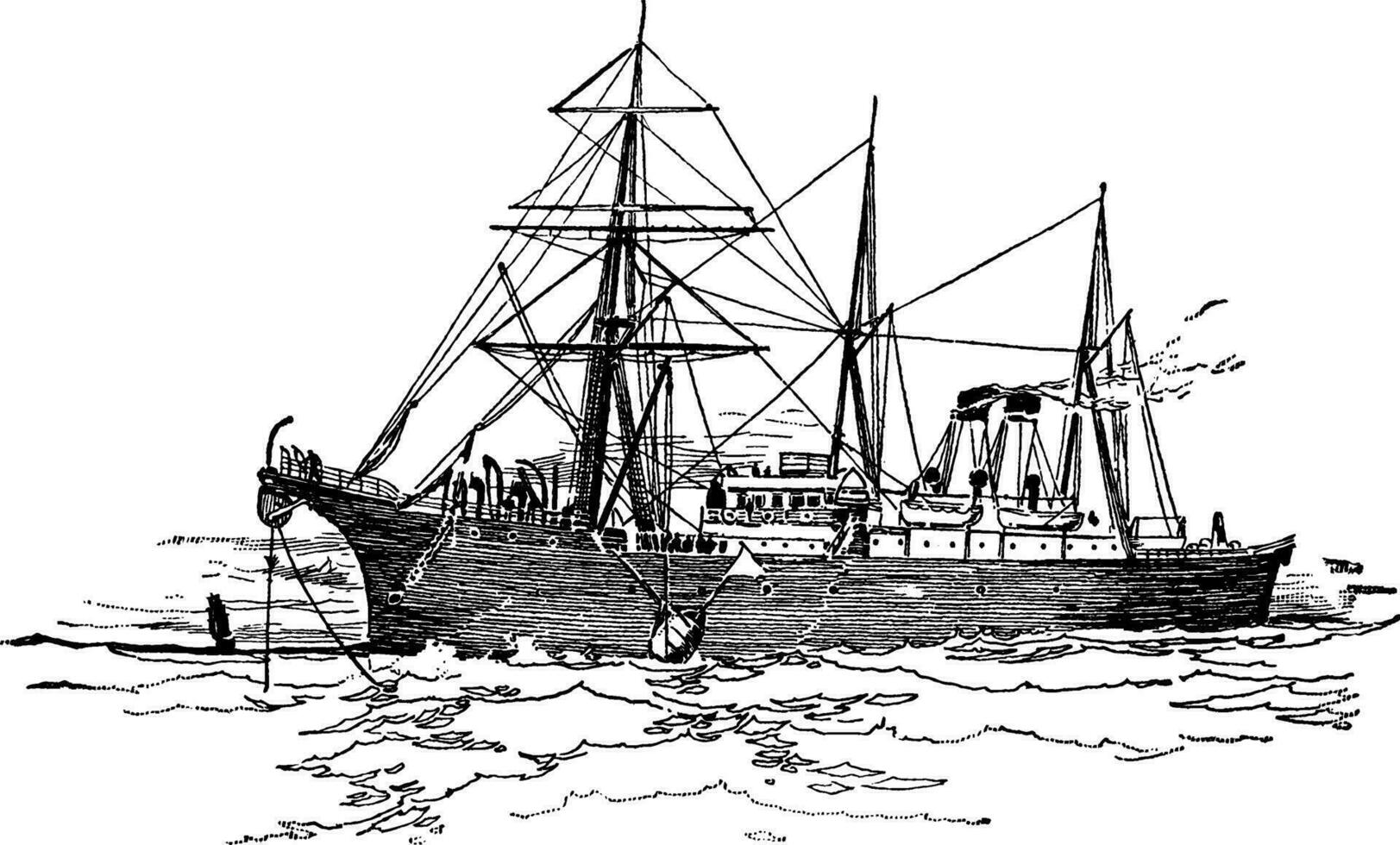 das Faraday Verlegung das atlantisch Kabel, Jahrgang Illustration. vektor