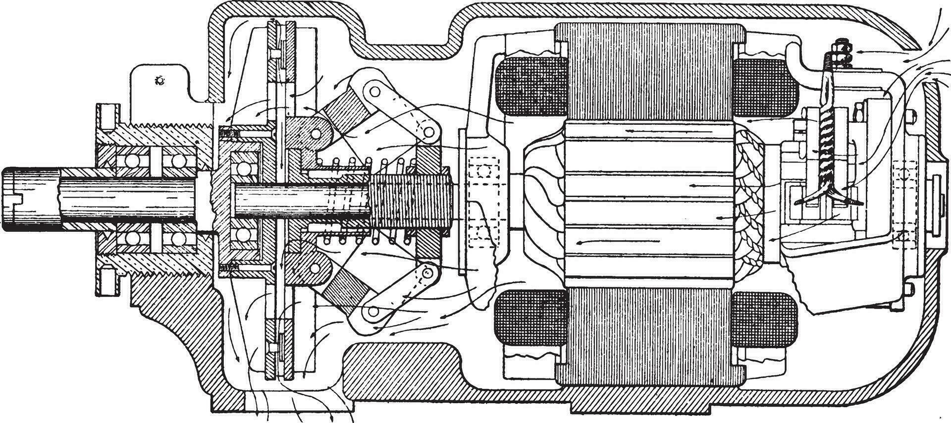 Dynamo, Vintage-Illustration. vektor