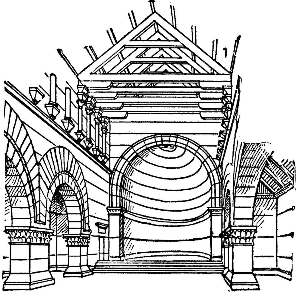 Kirche beim kalb louzeh, Jahrgang Illustration. vektor