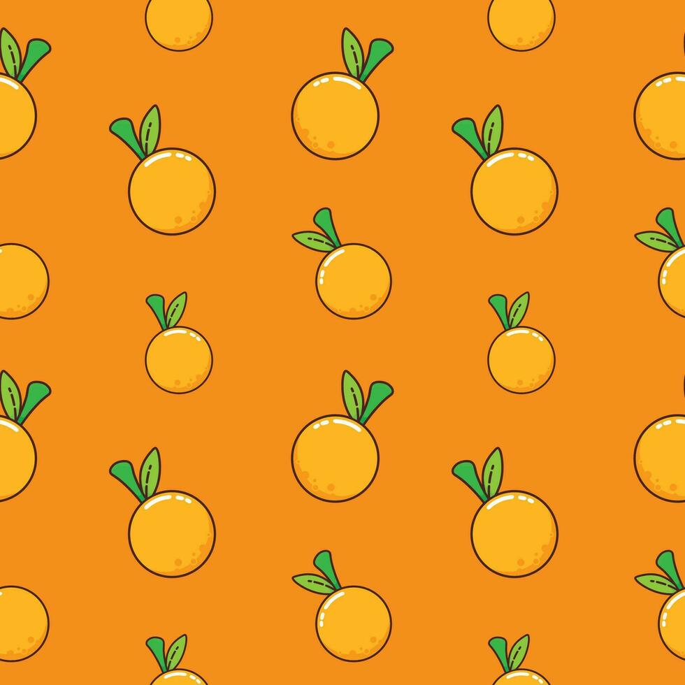 färsk ljuv orange frukt upprepa sömlös mönster klotter tecknad serie stil tapet vektor illustration