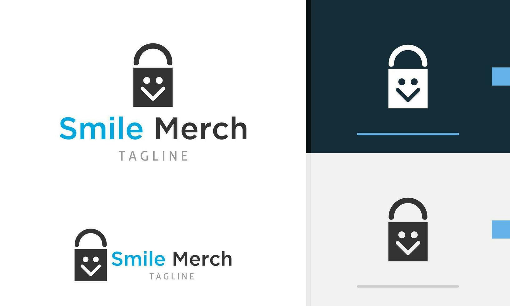 logotyp design ikon av geometrisk väska med Lycklig leende ansikte design på den för mode eller Kläder vektor
