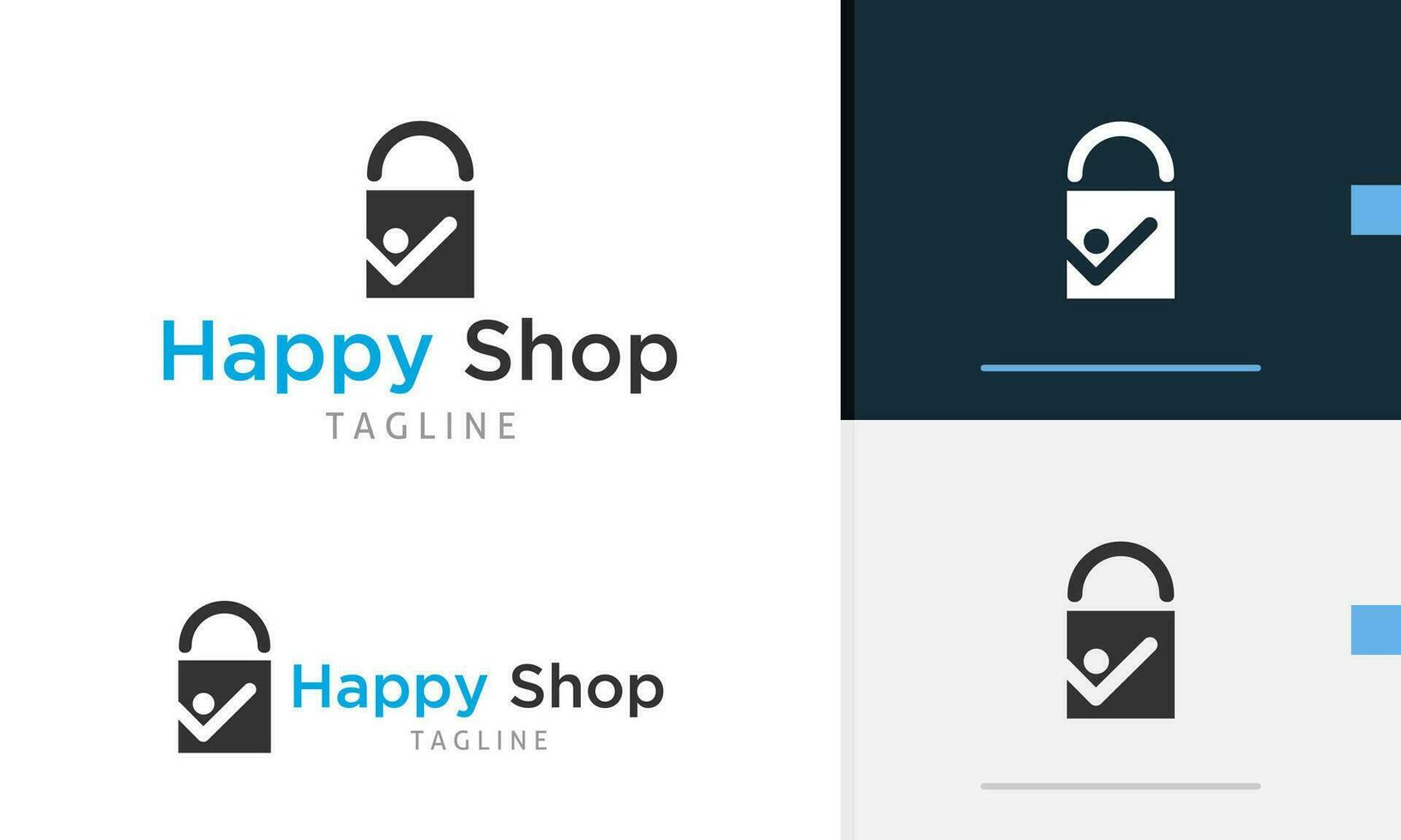 Logo Design Symbol von geometrisch Einkaufen Tasche mit glücklich Menschen Design auf es zum Mode oder Kleidung vektor