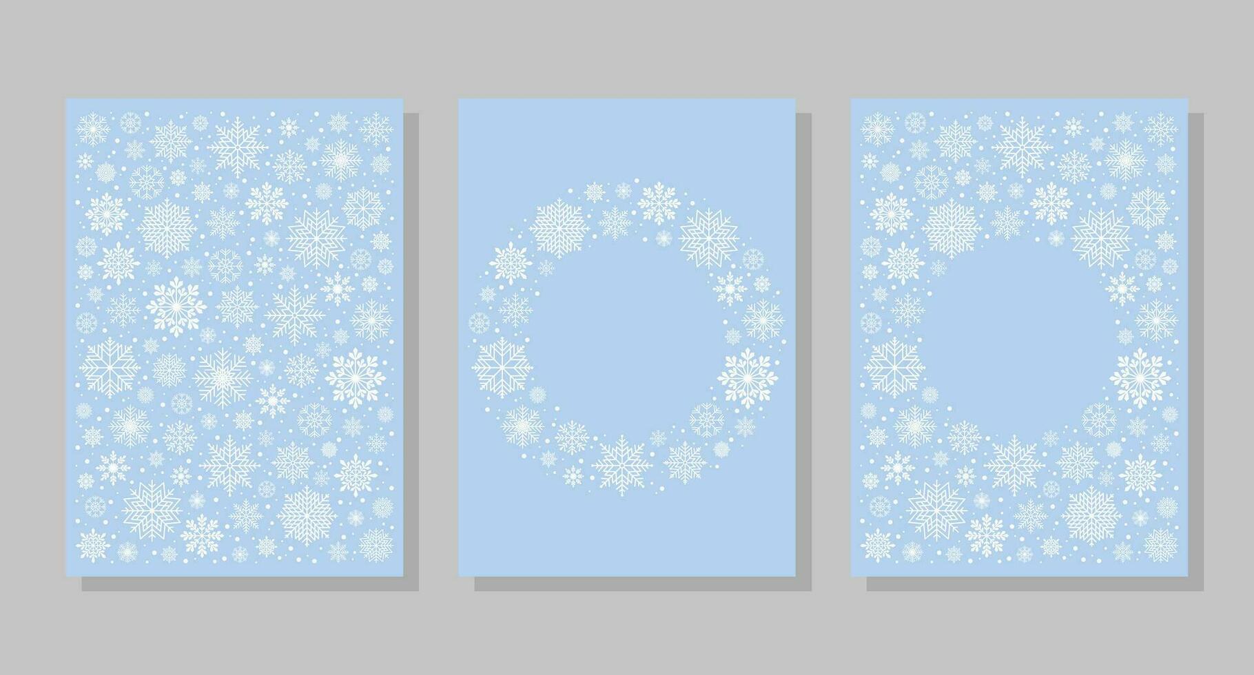 Winter Hintergründe mit Schneeflocken und Schnee, Rahmen. Vektor Illustration. Sozial Medien Banner Vorlage zum Geschichten, Beiträge, Blogs, Karten.