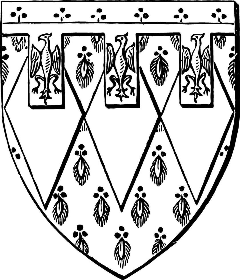 Schild von Herr edward de montague ist ein Wappen Feld Heraldik Jahrgang Gravur. vektor