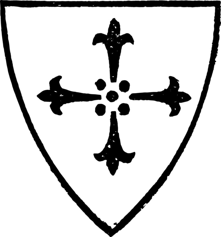 Kreuz von vier Hermelin Flecken mit ein aufladen von ein Kreuz mit vier Hermelin Flecken Jahrgang Gravur. vektor