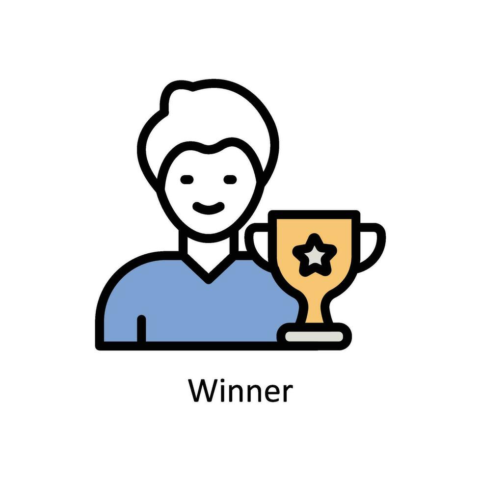 Gewinner Vektor gefüllt Gliederung Symbol Design Illustration. Geschäft und Verwaltung Symbol auf Weiß Hintergrund eps 10 Datei