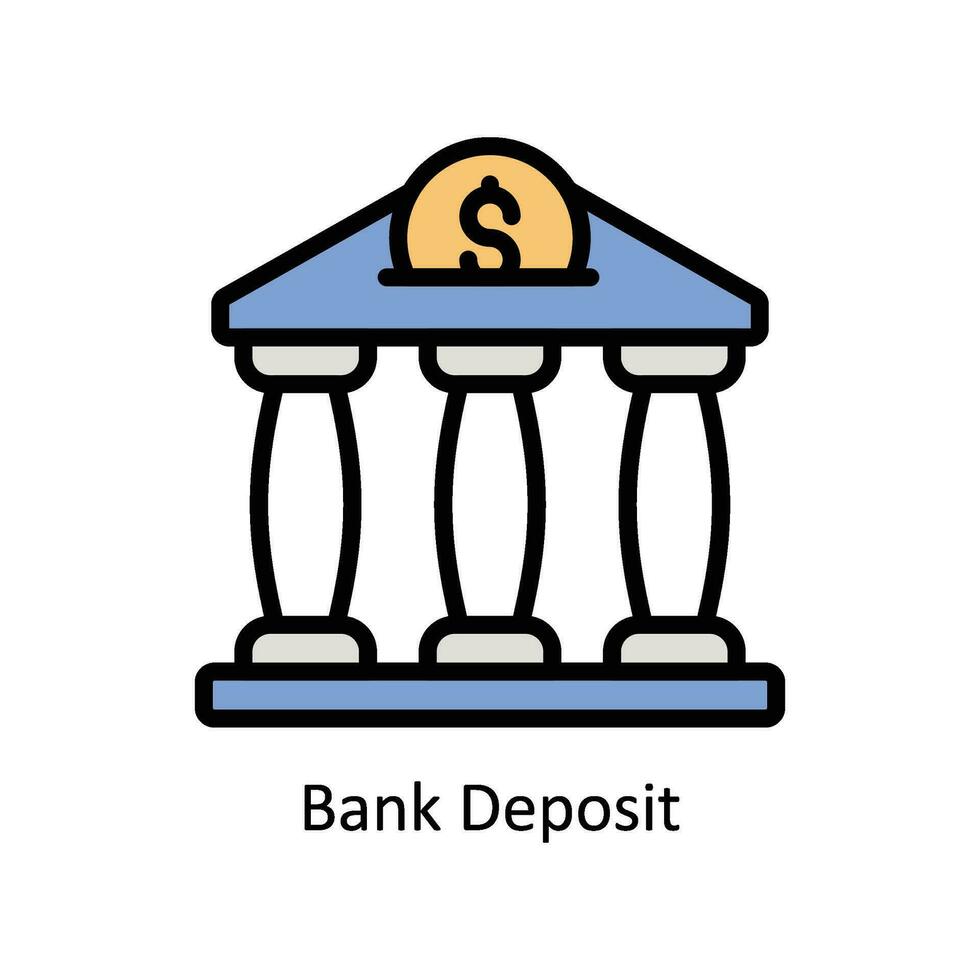 Bank Anzahlung Vektor gefüllt Gliederung Symbol Design Illustration. Geschäft und Verwaltung Symbol auf Weiß Hintergrund eps 10 Datei