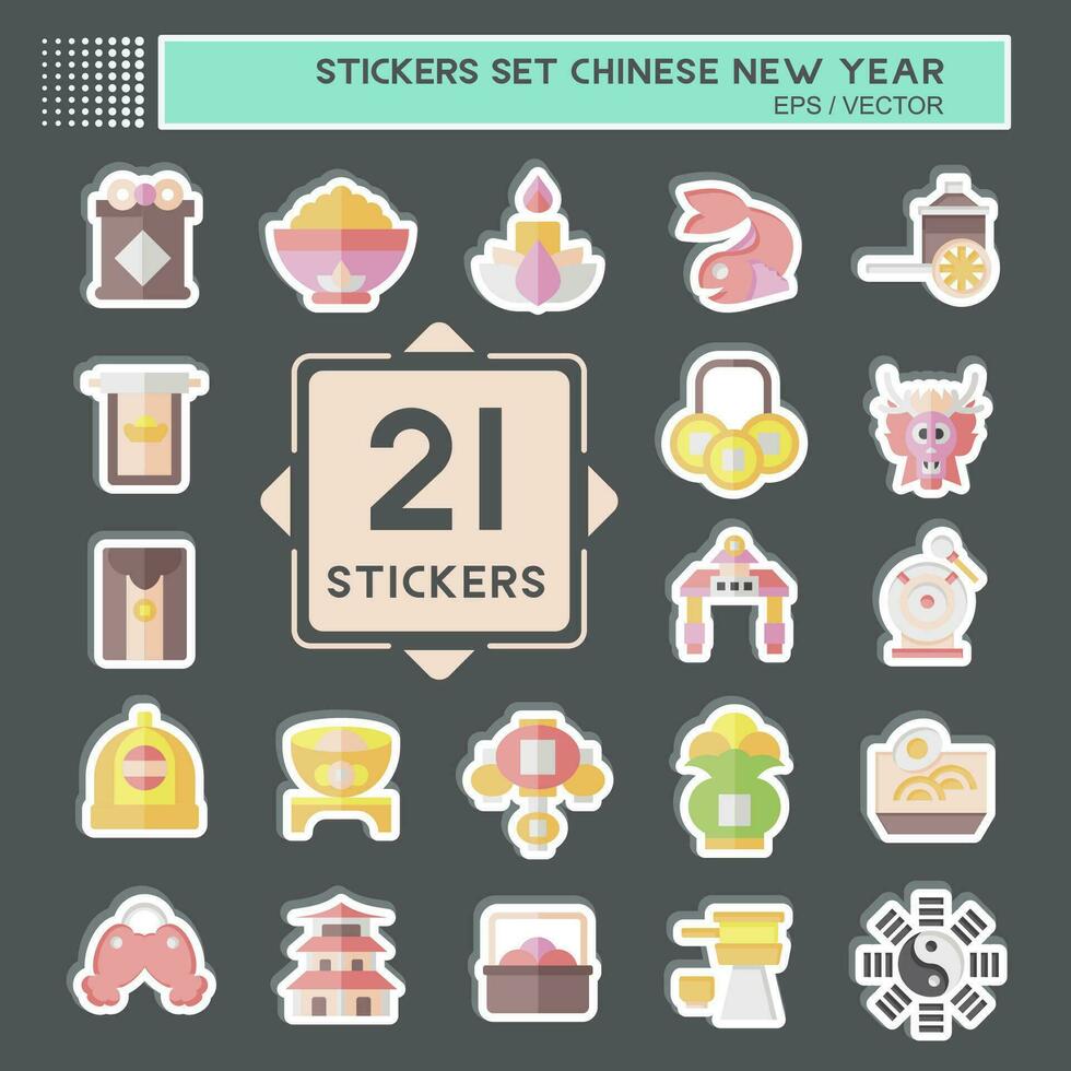 klistermärke uppsättning kinesisk ny år. relaterad till Semester symbol. enkel design redigerbar. enkel illustration vektor