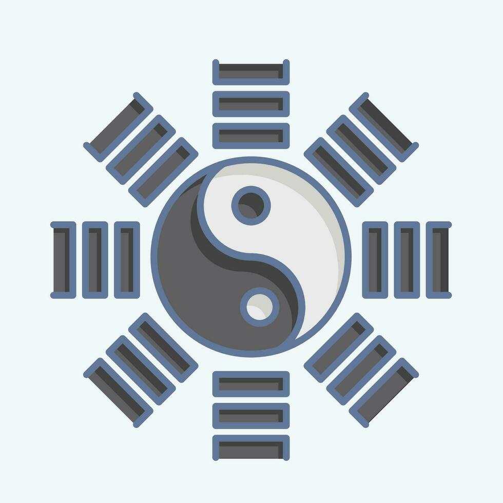 Symbol Yin Yang. verbunden zu Chinesisch Neu Jahr Symbol. Gekritzel Stil. einfach Design editierbar. einfach Illustration vektor