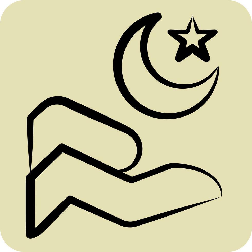 ikon islam. relaterad till ramadan symbol. hand dragen stil. enkel design redigerbar. enkel illustration vektor
