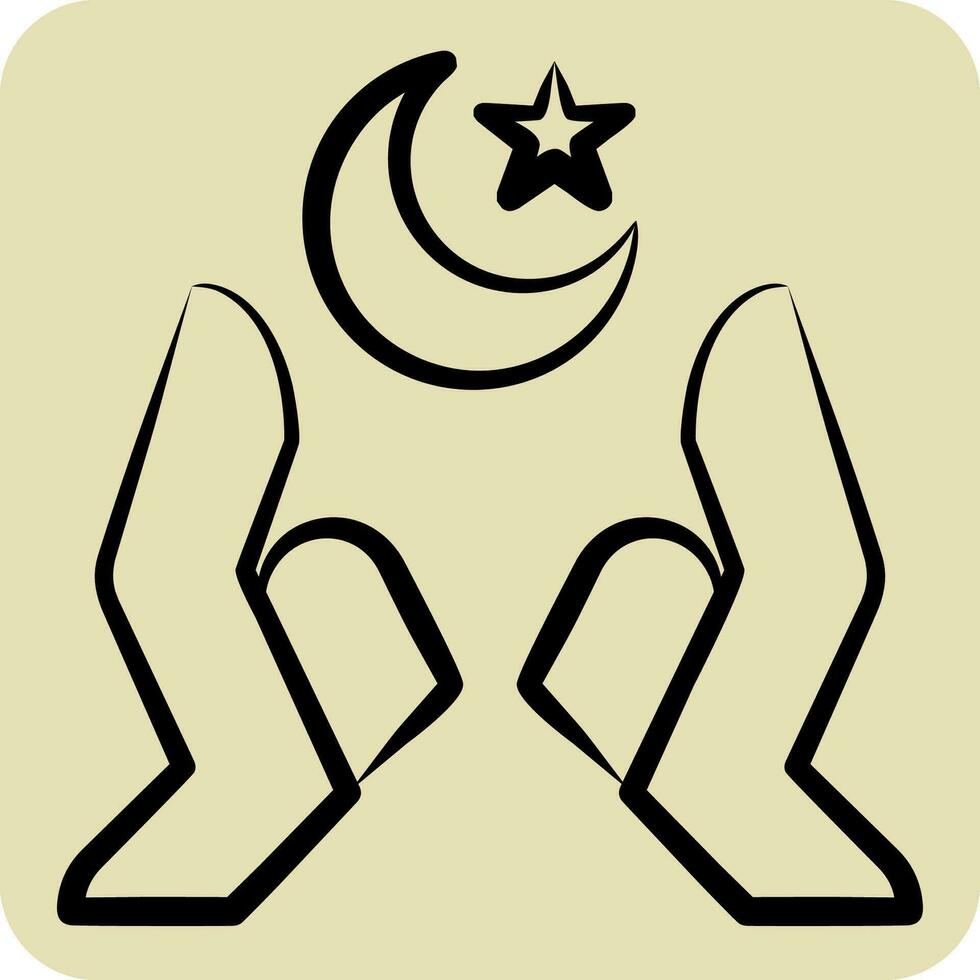 ikon händer. relaterad till ramadan symbol. hand dragen stil. enkel design redigerbar. enkel illustration vektor