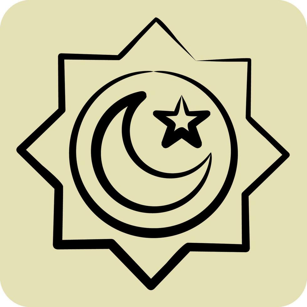 Symbol reiben el hizb. verbunden zu Ramadan Symbol. Hand gezeichnet Stil. einfach Design editierbar. einfach Illustration vektor