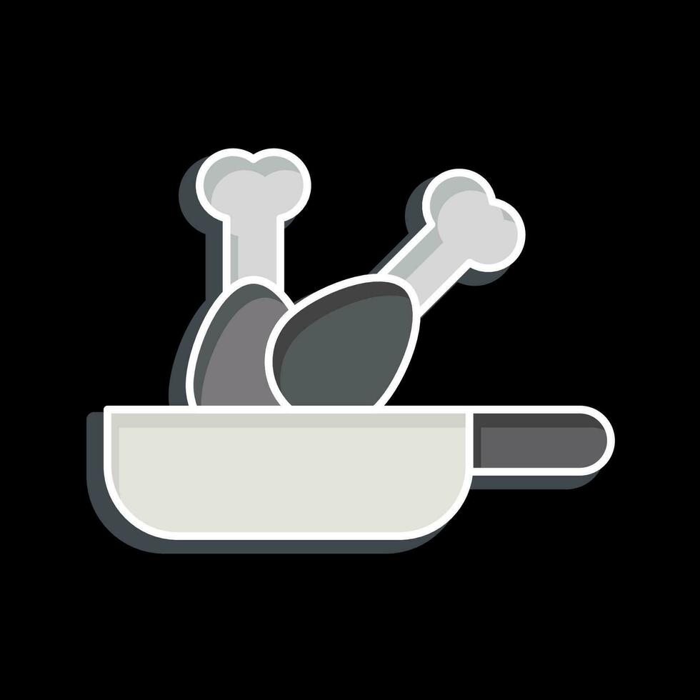 Symbol gebraten. verbunden zu Kochen Symbol. glänzend Stil. einfach Design editierbar. einfach Illustration vektor