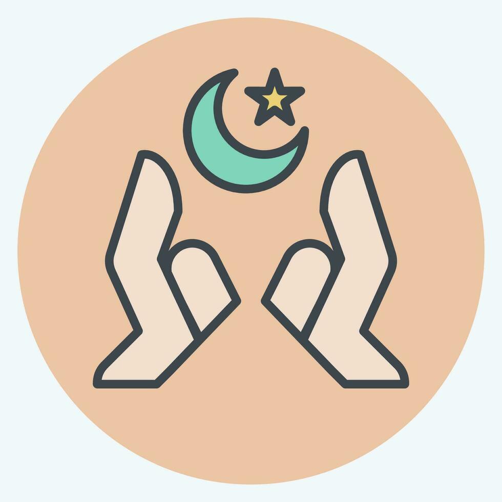 ikon händer. relaterad till ramadan symbol. Färg para stil. enkel design redigerbar. enkel illustration vektor