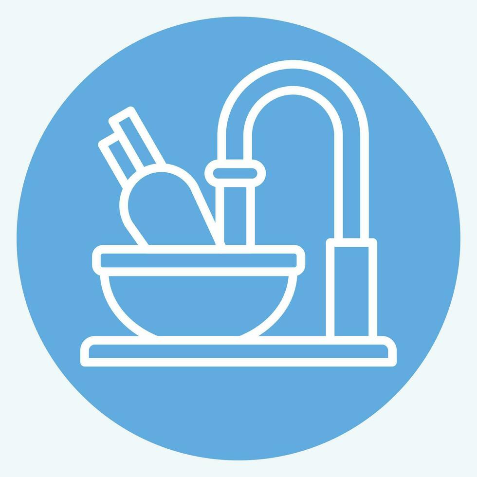 Symbol Reinigung. verbunden zu Kochen Symbol. Blau Augen Stil. einfach Design editierbar. einfach Illustration vektor