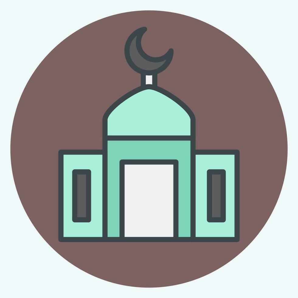 Symbol Moschee. verbunden zu Ramadan Symbol. Farbe Kamerad Stil. einfach Design editierbar. einfach Illustration vektor