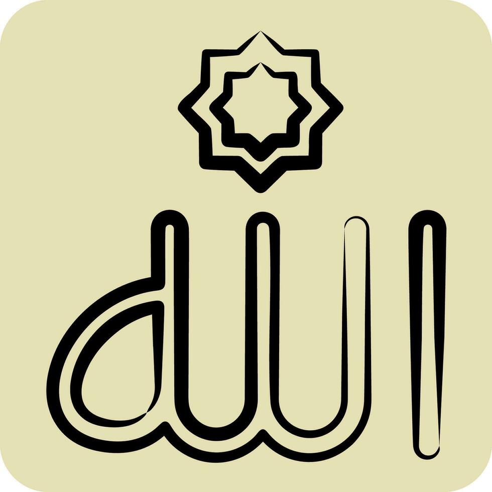 Symbol Allah. verbunden zu Ramadan Symbol. Hand gezeichnet Stil. einfach Design editierbar. einfach Illustration vektor